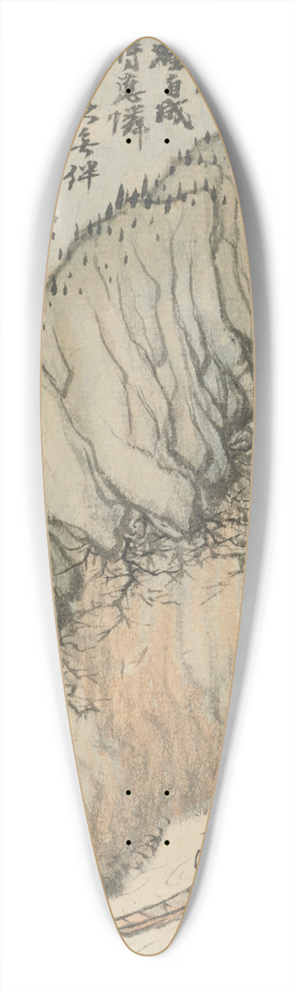 Shitao - Reminiscences of Qinhuai River pl1 39.3 inch art pintail longboard deck