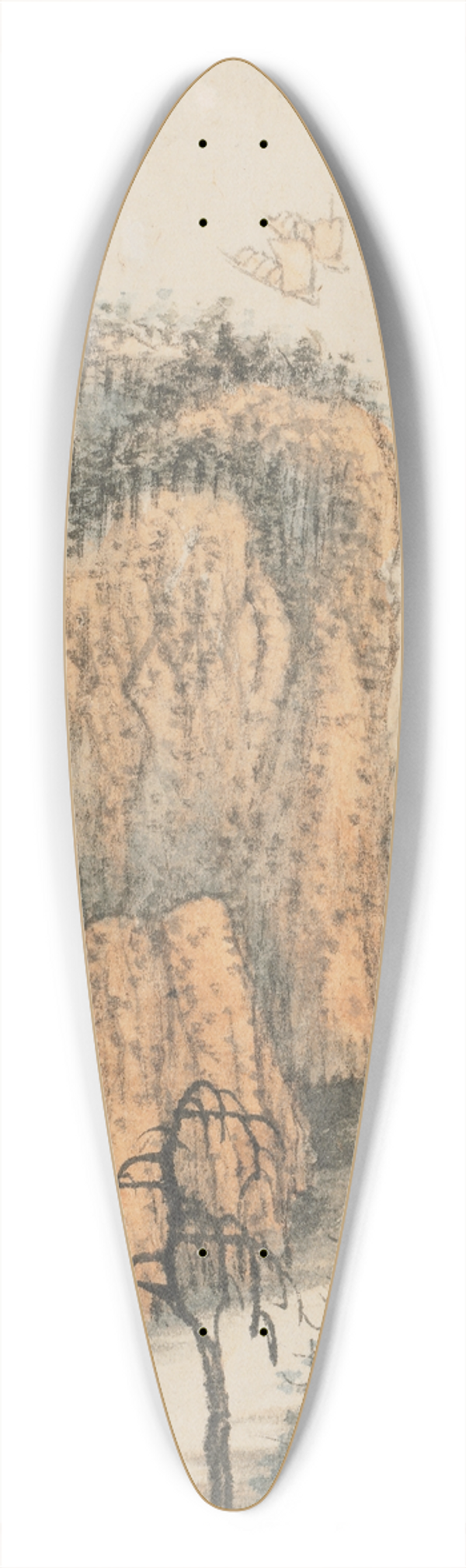 Shitao - Reminiscences of Qinhuai River pl5 39.3 inch art pintail longboard deck
