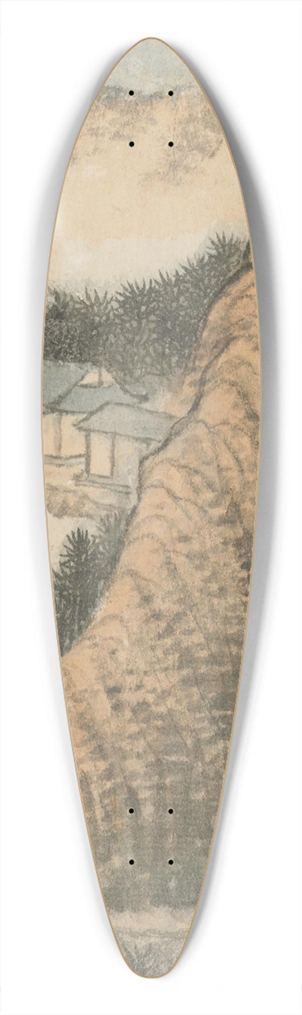 Shitao - Reminiscences of Qinhuai River pl8 39.3 inch art pintail longboard deck