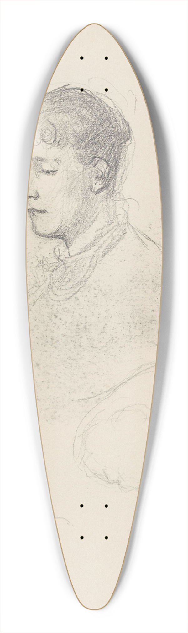 Signe Scheel - Valgborg Nicolaysen; riss av barnehoder 39.3 inch art pintail longboard deck