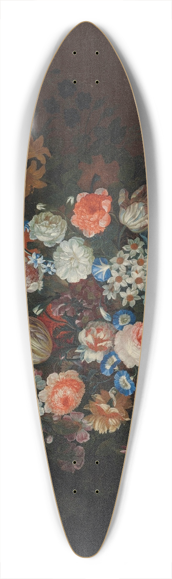 Simon Hardim - Flowers in a wicker basket on a stone ledge 39.3 inch art pintail longboard deck