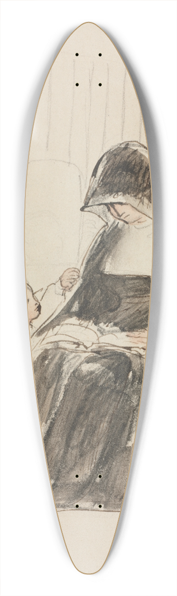 Sir David Wilkie - Nun Reading to a Child 39.3 inch art pintail longboard deck