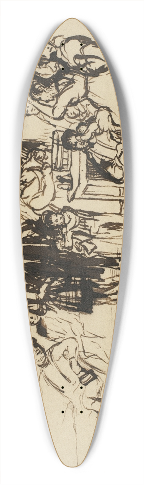 Sir David Wilkie - Study for Right Group 39.3 inch art pintail longboard deck