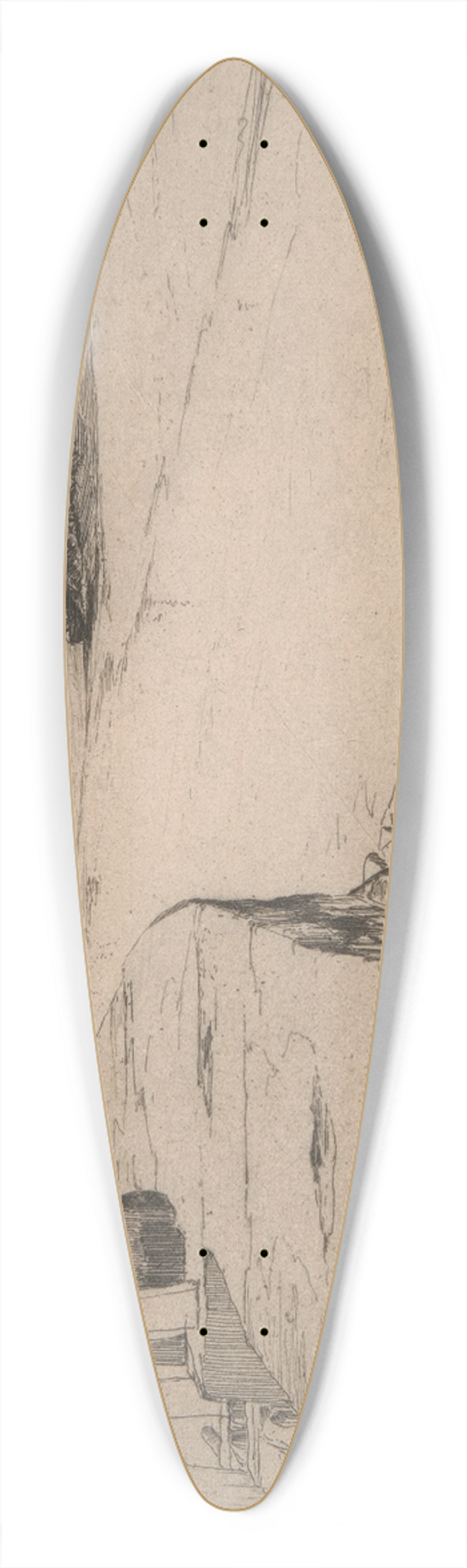 Sir Frank Short - Low Tide and Evening Star 39.3 inch art pintail longboard deck