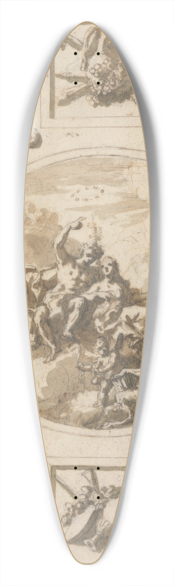 Sir James Thornhill - Design for a Ceiling at Addiscombe; Bacchus and Ariadne 39.3 inch art pintail longboard deck