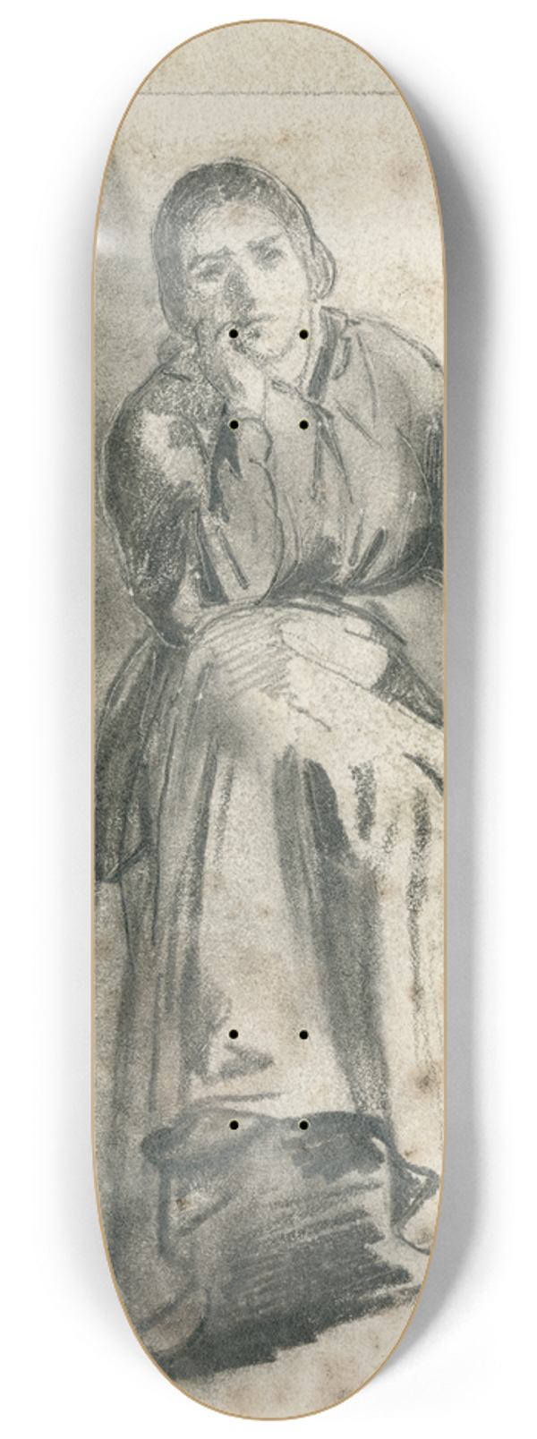 David Bles - Sitting woman 8.25 inch art skate deck