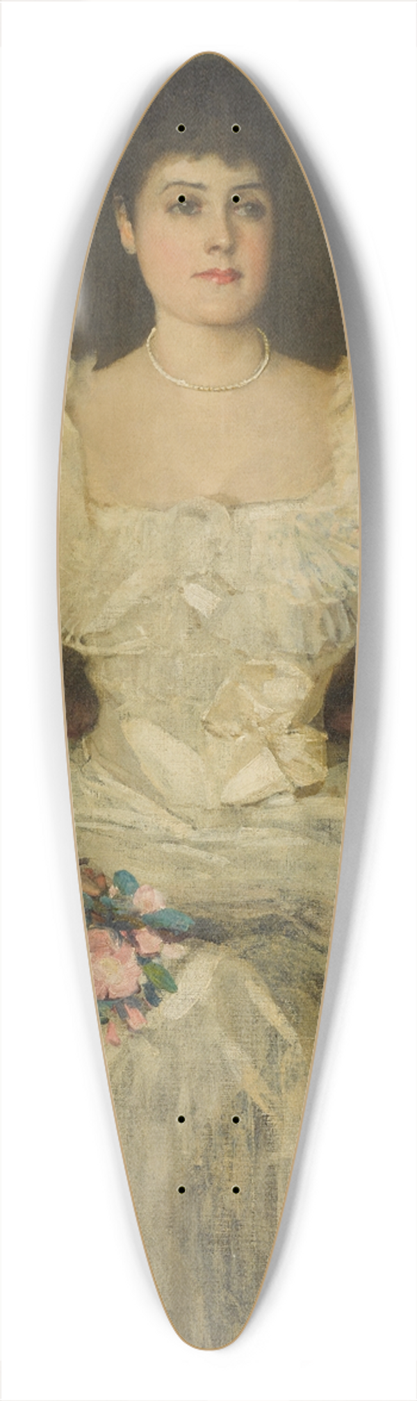 Sir John Lavery - A lady in white (A portrait of Lady Lyle) 39.3 inch art pintail longboard deck