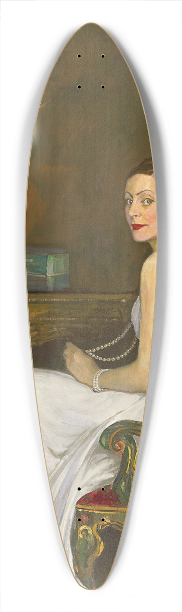 Sir John Lavery - The Lady in White, Viscountess Wimborne 39.3 inch art pintail longboard deck