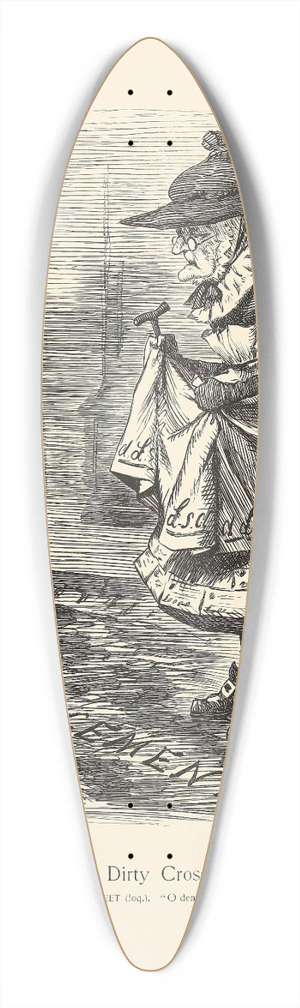 Sir John Tenniel - A Dirty Crossing 39.3 inch art pintail longboard deck