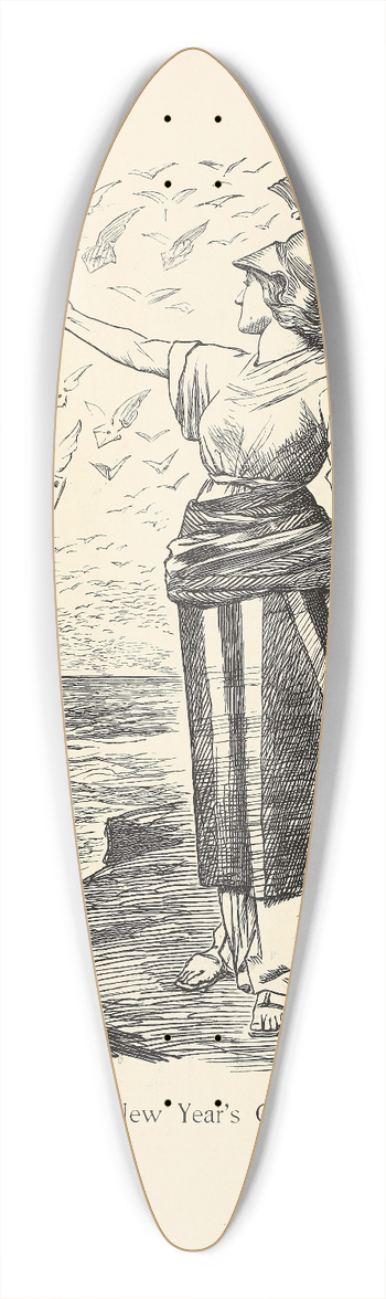 Sir John Tenniel - A New Years Greeting 39.3 inch art pintail longboard deck