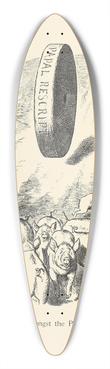 Sir John Tenniel - Panic amongst the Pigs 39.3 inch art pintail longboard deck