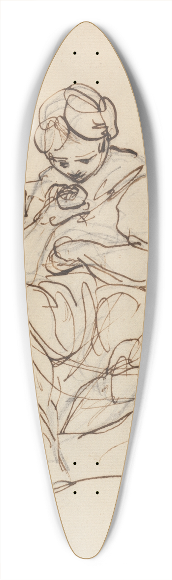 Sir Joshua Reynolds - Study of a Seated Woman 39.3 inch art pintail longboard deck