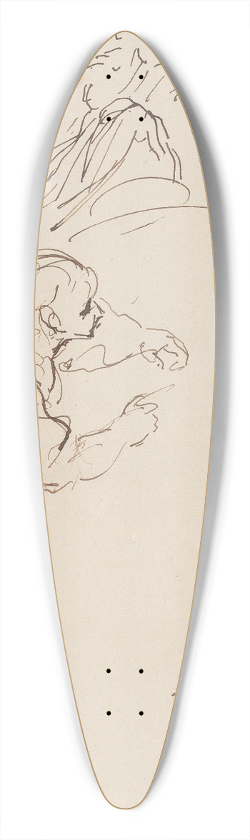 Sir Joshua Reynolds - Two Sketches of Man 39.3 inch art pintail longboard deck