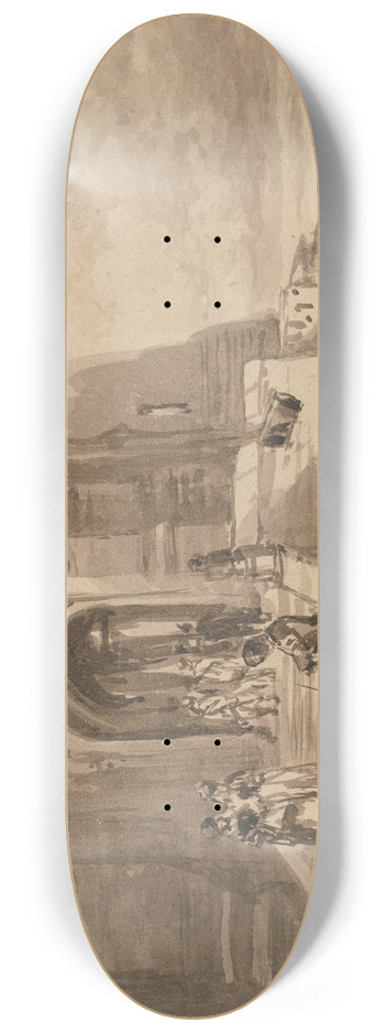David Cox - Figures on the Outer Staircase of a Castle 8.25 inch art skate deck