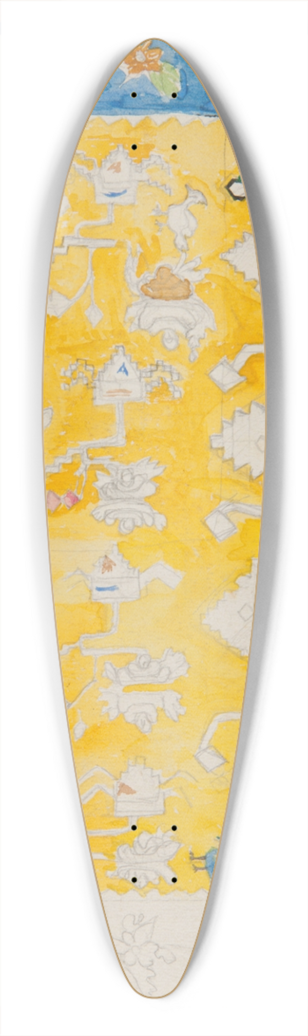 Sofija Paraszczuk - Przerys wzoru z kilimu ukraiskiego 39.3 inch art pintail longboard deck