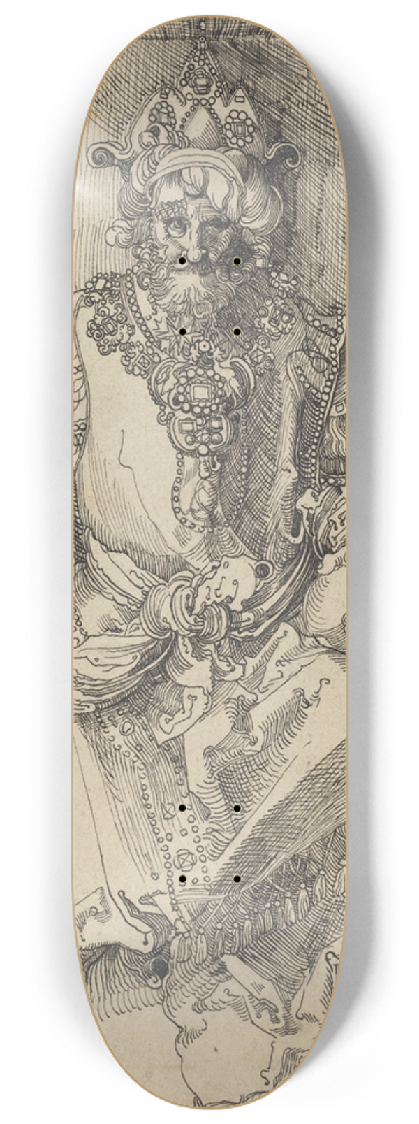 After Albrecht Drer - An Oriental Ruler Seated on His Throne 8.25 inch art skate deck