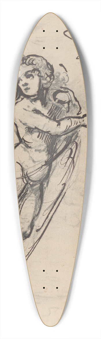 Stanisaw Wyspiaski - Sketch of putto with torch in hand 39.3 inch art pintail longboard deck