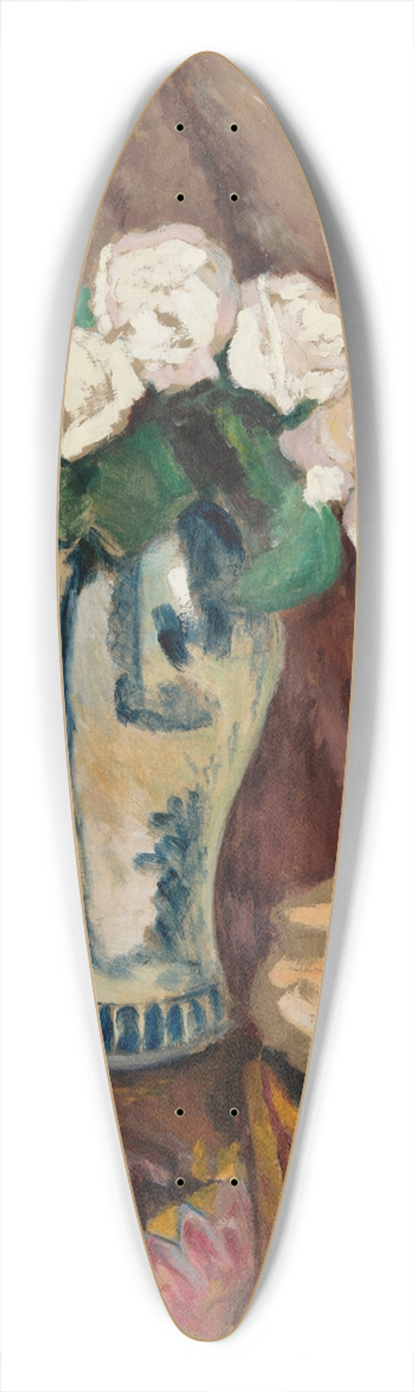 Stefan Filipkiewicz - Still Life with White Roses in a Vase 39.3 inch art pintail longboard deck