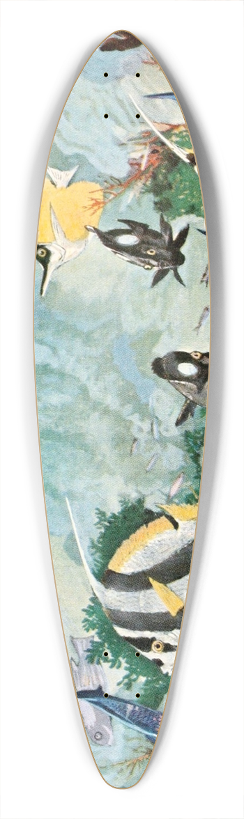 Stephen Haweis - Colorful fishes of the Hawaiian shore 39.3 inch art pintail longboard deck