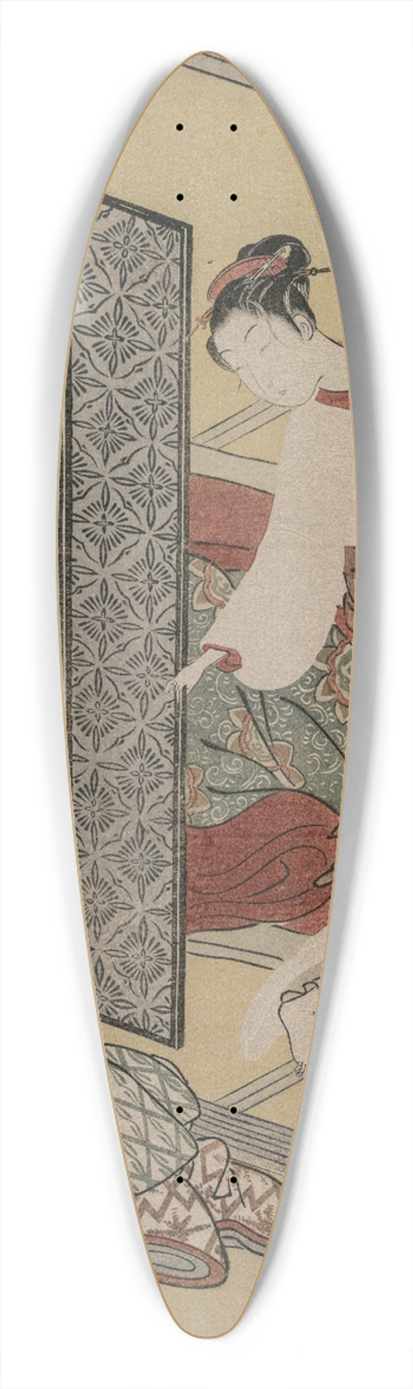 Suzuki Harunobu - Courtesan and Sleeping Attendant 39.3 inch art pintail longboard deck