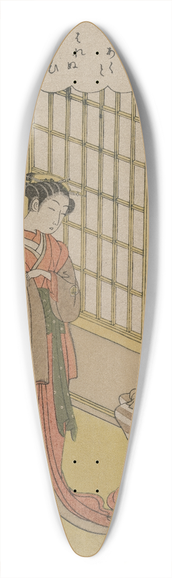 Suzuki Harunobu - Woman and Maid Servant 39.3 inch art pintail longboard deck