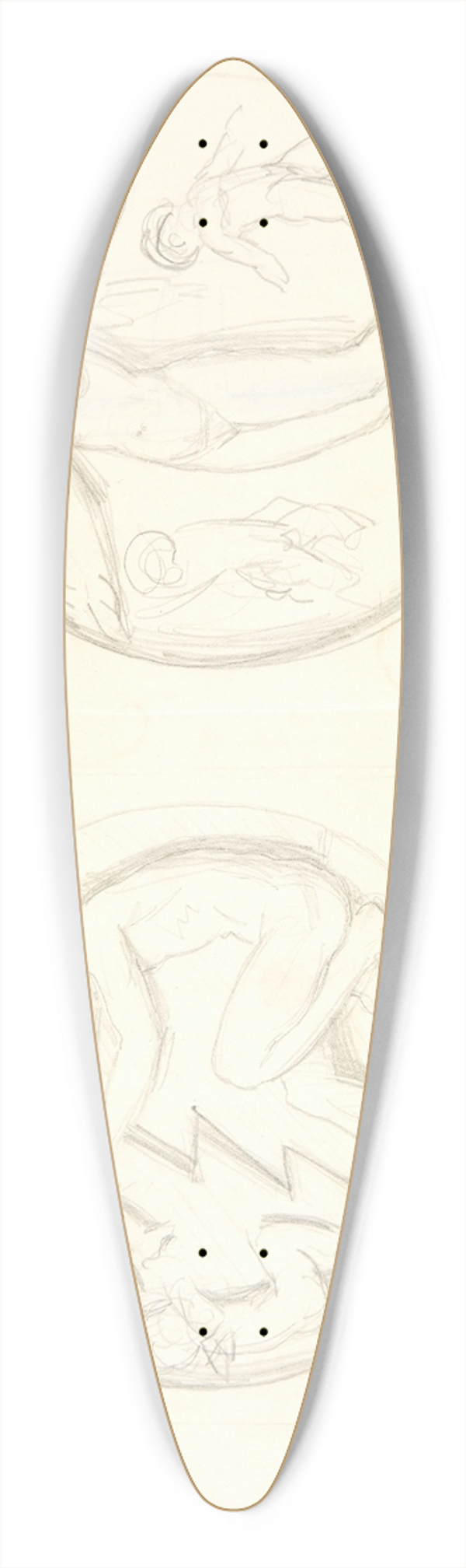 Svend Rathsack - Udkast til relieffer 39.3 inch art pintail longboard deck
