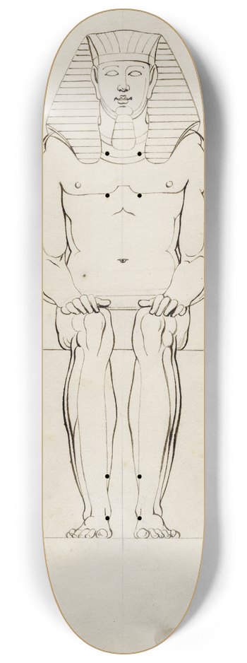 David Humbert de Superville - Beeld v.e. en face zittende Egyptische koning 8.25 inch art skate deck