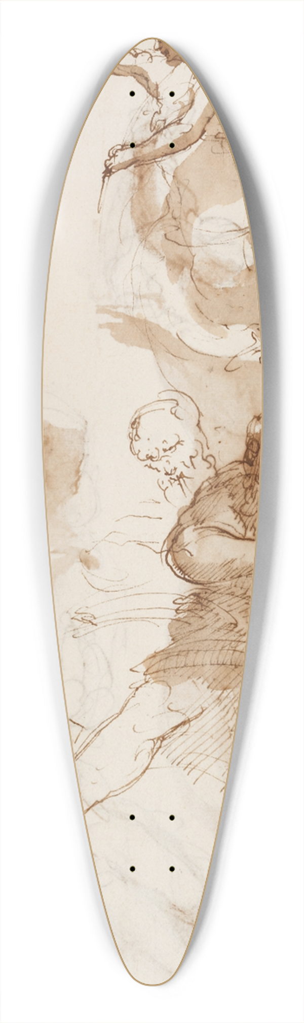 Taddeo Zuccari - Studien zu einem sitzenden Propheten oder Evangelisten mit aufgeschlagenem Buch, zu einem Engel und Fustudie 39.3 inch art pintail longboard deck
