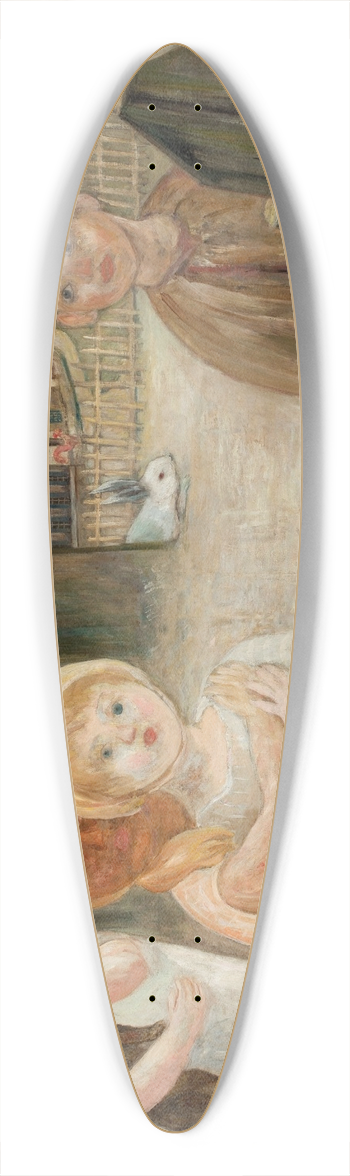 Tadeusz Makowski - Children in a village backyard 39.3 inch art pintail longboard deck