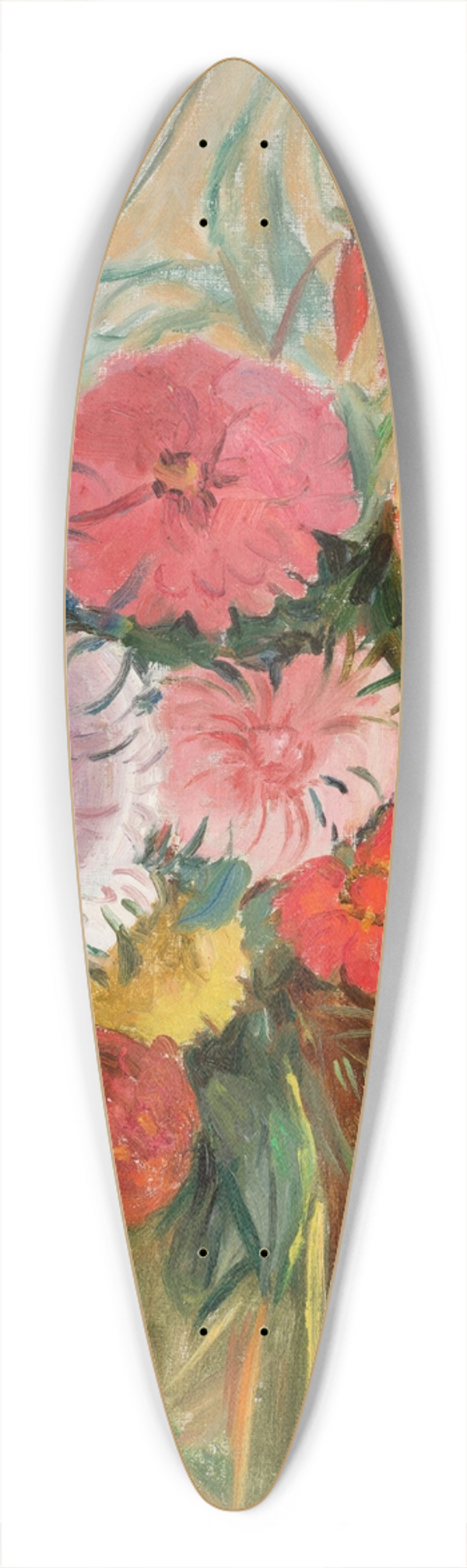 Tadeusz Makowski - Zinnias and asters in a glass jar 39.3 inch art pintail longboard deck
