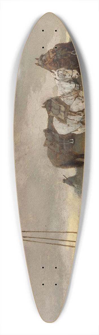 Tadeusz Rybkowski - Cossacks keeping watch 39.3 inch art pintail longboard deck