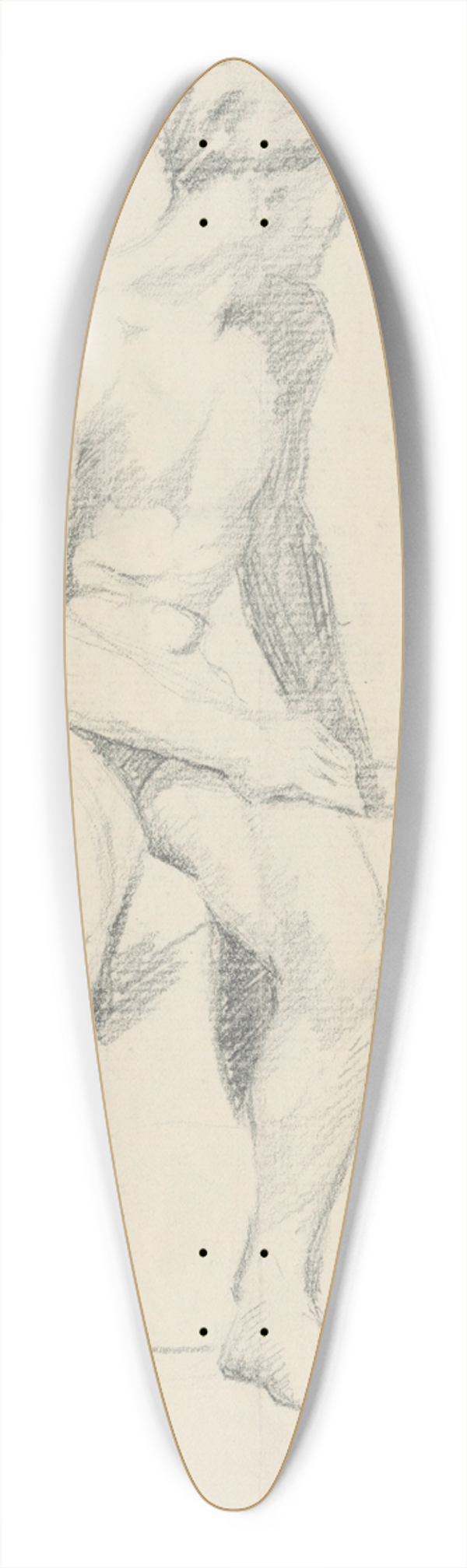tefan Polkorb - Study of Seated Male Nude 39.3 inch art pintail longboard deck
