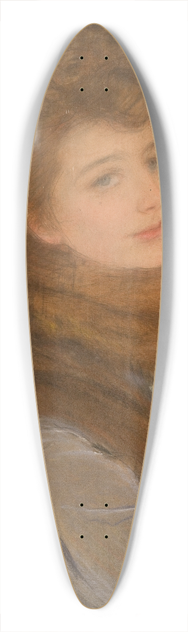 Teodor Axentowicz - Portrait of a Woman in a Fox Fur Collar 39.3 inch art pintail longboard deck