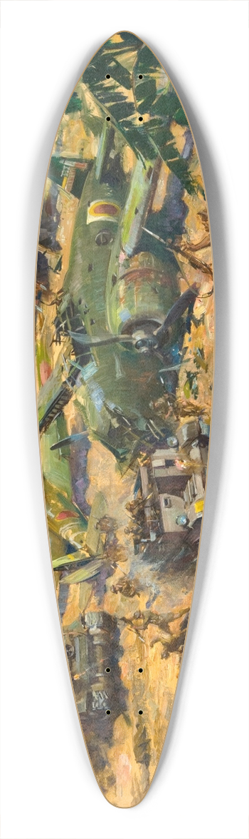Terence Cuneo - Invasion scene in Far East 39.3 inch art pintail longboard deck