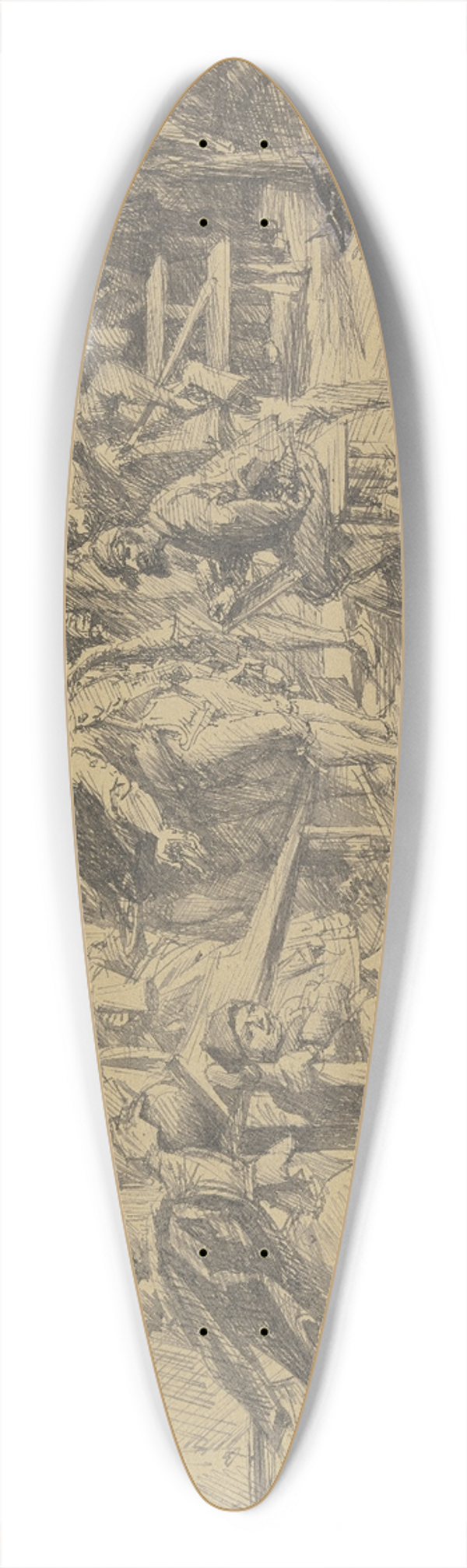 Theodor Alt - Bowling farmer 39.3 inch art pintail longboard deck