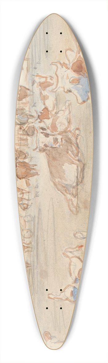 Theodor Philipsen - Ker og gs ved Nyvrk p Saltholm (udkast til dekoration af punchebolle) 39.3 inch art pintail longboard deck