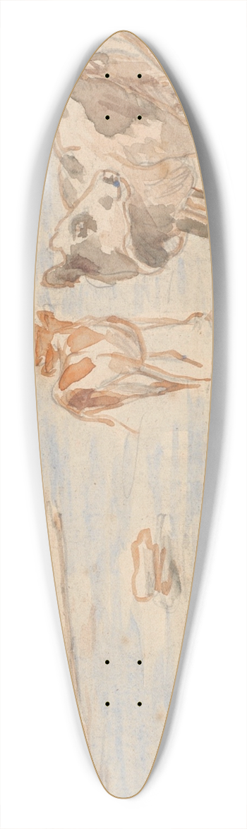 Theodor Philipsen - Ker og kalve nr indskibningsstedet p Saltholm (udkast til dekoration af punchebolle) 39.3 inch art pintail longboard deck