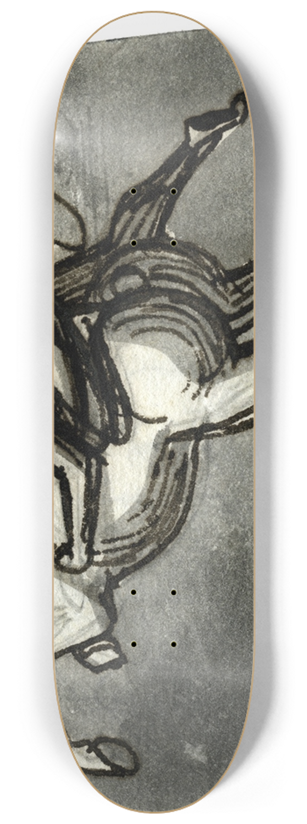 David Humbert de Superville - Man zich vastklampend aan steigerend paard 8.25 inch art skate deck