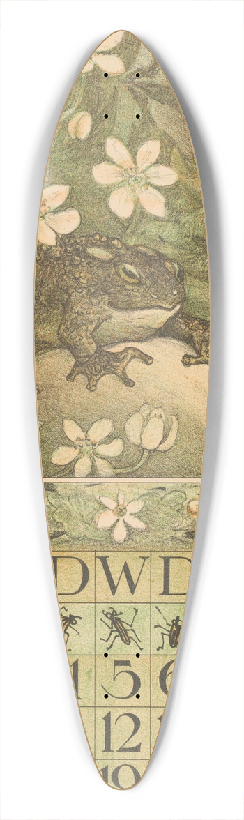 Theo van Hoytema - Kalenderblad april met kikker 39.3 inch art pintail longboard deck