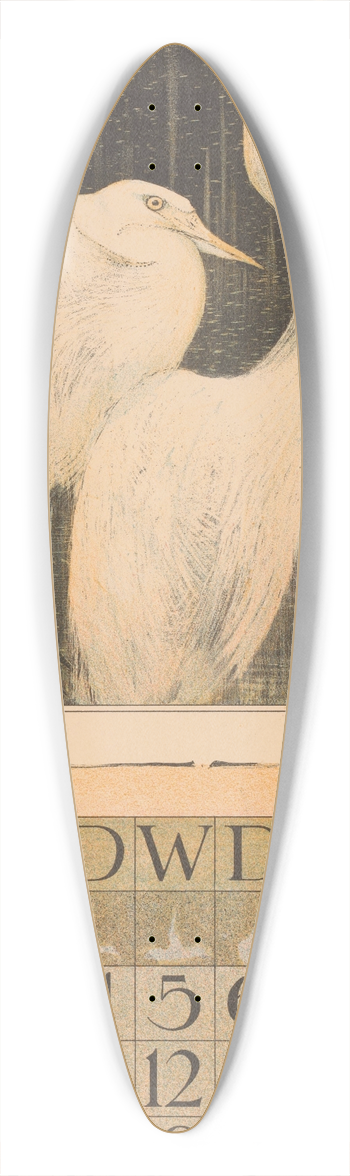 Theo van Hoytema - Kalenderblad april met zilverreigers 39.3 inch art pintail longboard deck