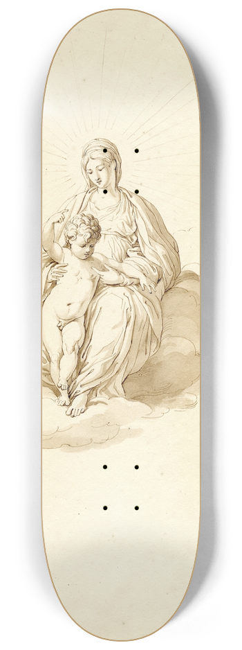 David Humbert de Superville - Mary with the Christ-child in the clouds 8.25 inch art skate deck