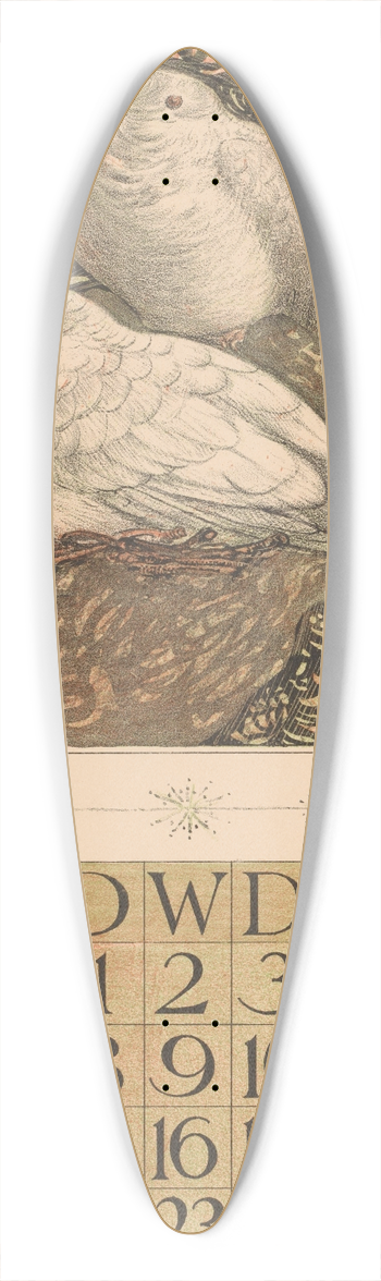 Theo van Hoytema - Kalenderblad mei met twee duiven 39.3 inch art pintail longboard deck