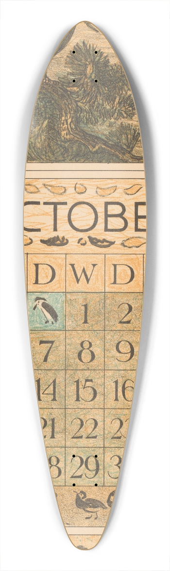 Theo van Hoytema - Kalenderblad oktober met kraai 39.3 inch art pintail longboard deck