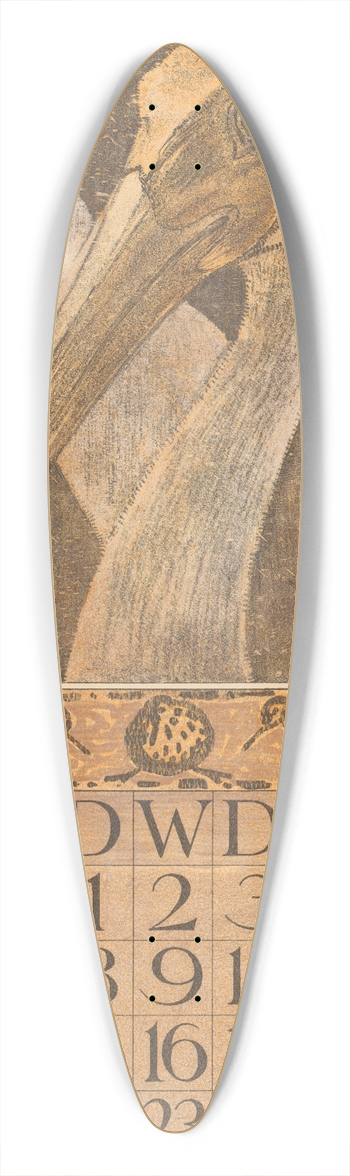 Theo van Hoytema - Kalenderblad september met twee vogels 39.3 inch art pintail longboard deck