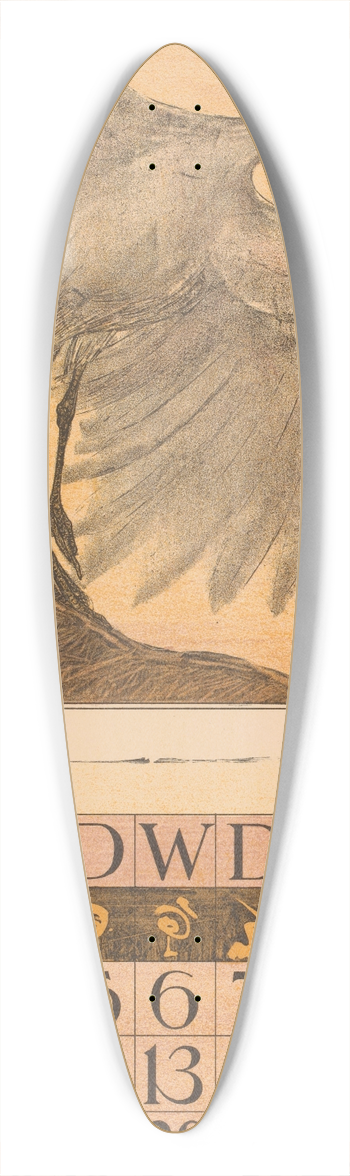Theo van Hoytema - Kalenderblad september met zilverreiger 39.3 inch art pintail longboard deck
