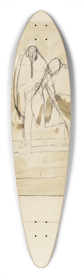 Theo van Hoytema - Twee ooievaars op het nest, maart 39.3 inch art pintail longboard deck