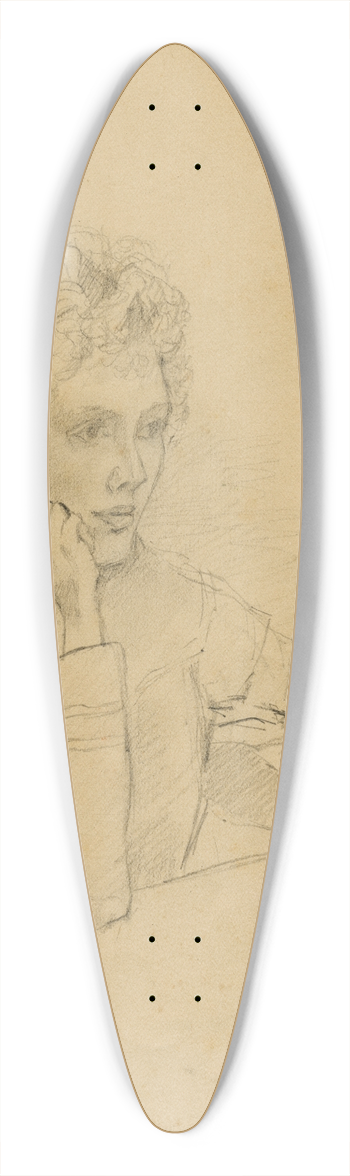 Theo van Hoytema - Zittend meisje met een boek 39.3 inch art pintail longboard deck