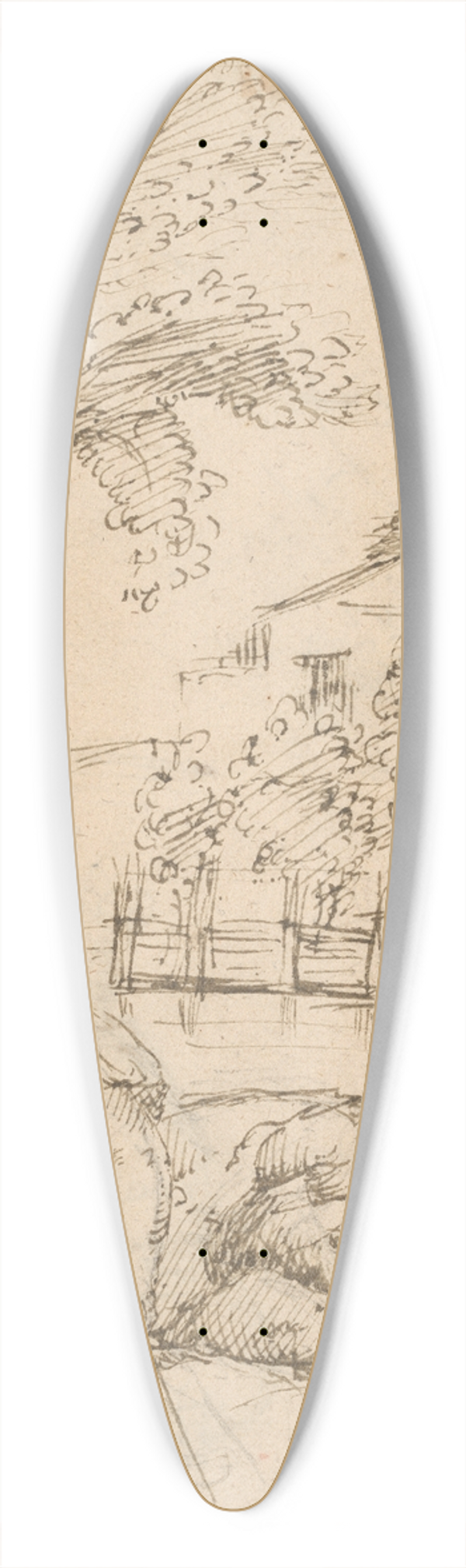 The Veneto - Landscape with a Shepherd in Repose 39.3 inch art pintail longboard deck