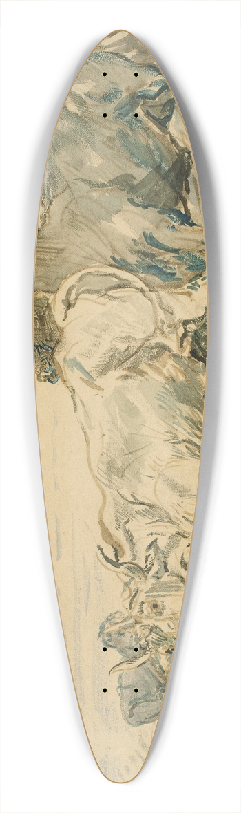 Thodore Chassriau - Drover with Oxen Pulling a Cart 39.3 inch art pintail longboard deck