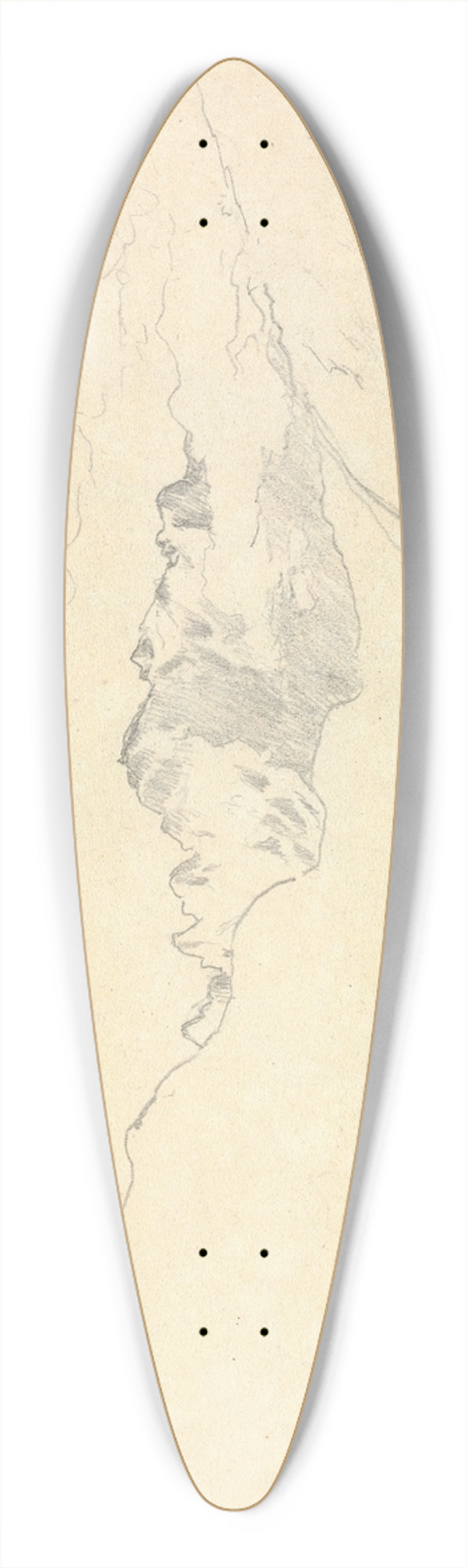 Thomas Bradshaw - Sketch of Mountains and Clouds 39.3 inch art pintail longboard deck